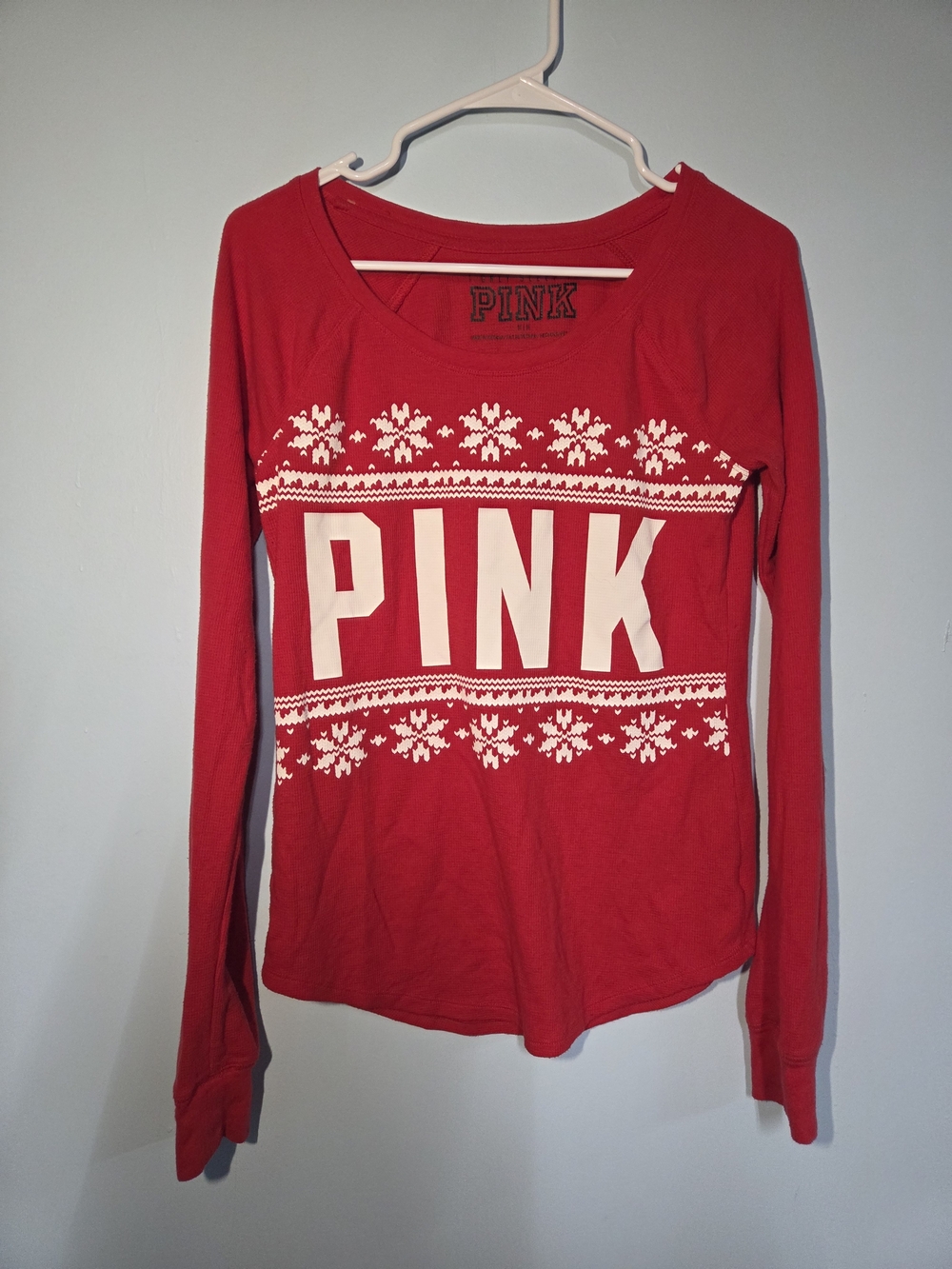 PINK Victoria's Secret Red Long-Sleeve Graphic Tee